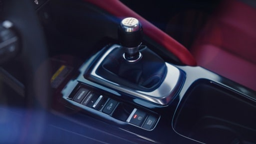 2026 Acura Integra interior featuring the 6-speed manual transmission. 2026 Acura Integra interior featuring the 6-speed manual transmission.
