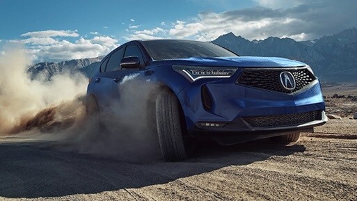 Acura A-Spec in Apex Blue in desert