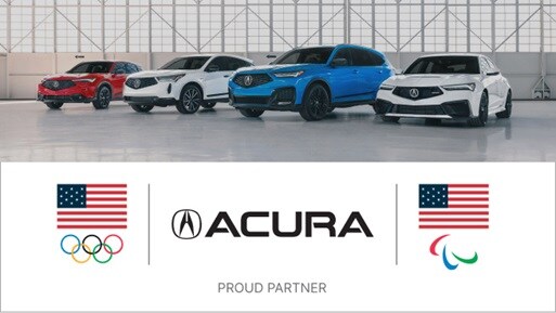 Acura is proud to support the USA Bobsled/Skeleton Team. Acura's vehicle line up shown.
