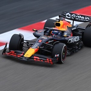 Oracle Red Bull Racing Team vehicle on the race track top view Oracle Red Bull Racing Team vehicle on the race track top view