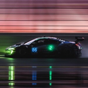 Acura NSX GT3 Evo #86 racing at night Acura NSX GT3 Evo #86 racing at night