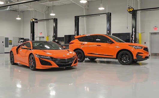 Acura NSX Type S and MDX Type S in Thermal Orange Pearl. Acura NSX Type S and MDX Type S in Thermal Orange Pearl.