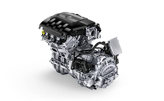 Free-standing 3.0 liter V-6 engine with Sport Hybrid motor and transmission.