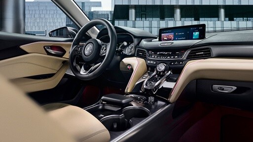 Interior driver's view of TLX with Parchment Interior