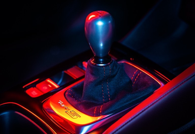 Acura Integra Type S 6 speed manual transmission close up with Type S logo