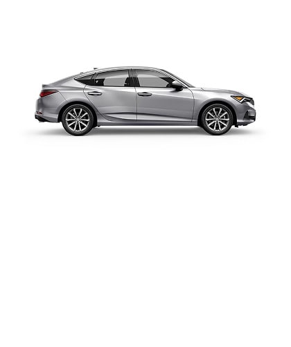 Acura 2026 Integra shown in Solar Silver Metallic, side view (Premium Sport Compact).