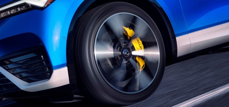 Close-up of the moving tire of ZDX 