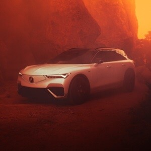 Acura 2024 ZDX Type S 3/4 front view in Snowfall Pearl Acura 2024 ZDX Type S 3/4 front view in Snowfall Pearl