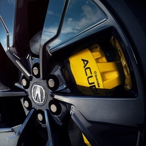 Acura 2024 ZDX Type S with the large 6-piston Brembo® front brake calipers Acura 2024 ZDX Type S with the large 6-piston Brembo® front brake calipers