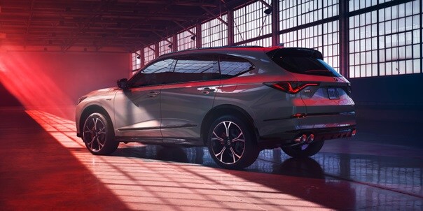 Acura MDX Type S Advance 3/4 rear view in Urban Gray Pearl Acura MDX Type S Advance 3/4 rear view in Urban Gray Pearl