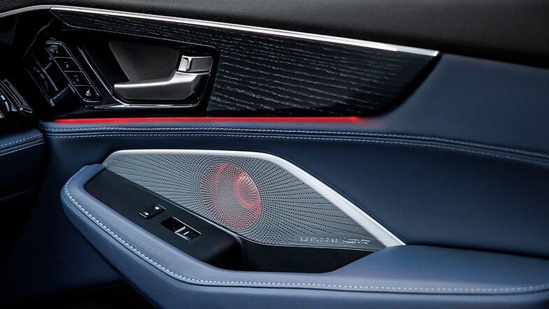 Acura MDX Type S Advance with Azurite Blue interior detail of ELS STUDIO 3D speaker