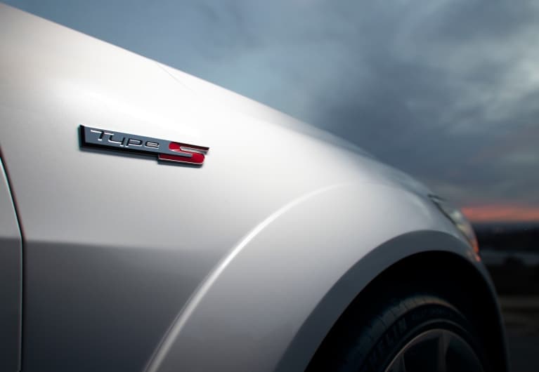 Acura Type S badge in Platinum White Pearl