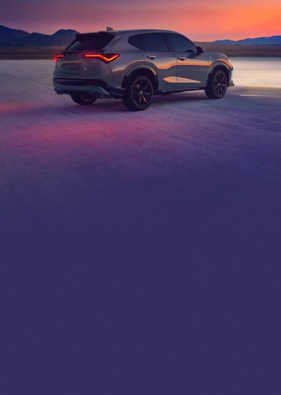 Acura 2025 ADX rear view of passenger side with lights on