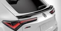 2026 Acura ADX shown in Platinum White Pearl featuring the Mid-Tailgate Spoiler accessory.