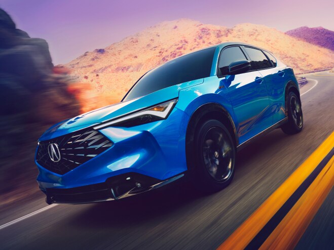 2026 Acura ADX A-Spec exterior in Double Apex Blue Pearl II