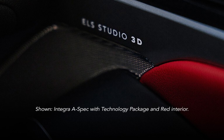 Acura Integra speaker with ELS Studio logoclose up on door