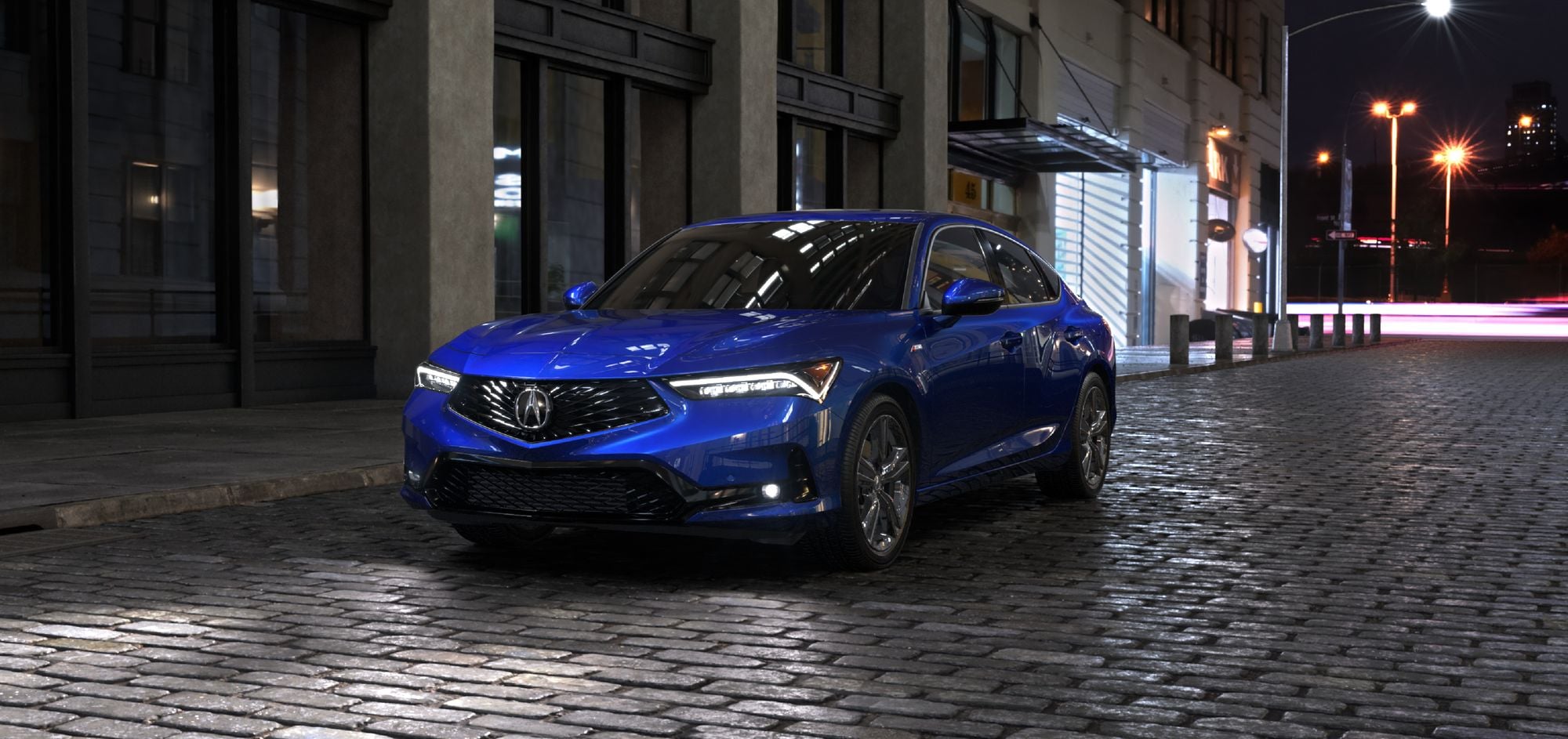 Exterior View of Acura 2025 INTEGRA A-Spec in Apex Blue Pearl