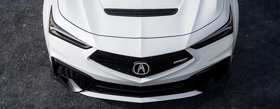 2025 Acura INTEGRA Type S Package front top view in Platinum White Pearl