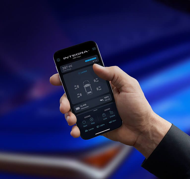 2026 Acura Integra featuring acuralink app open.