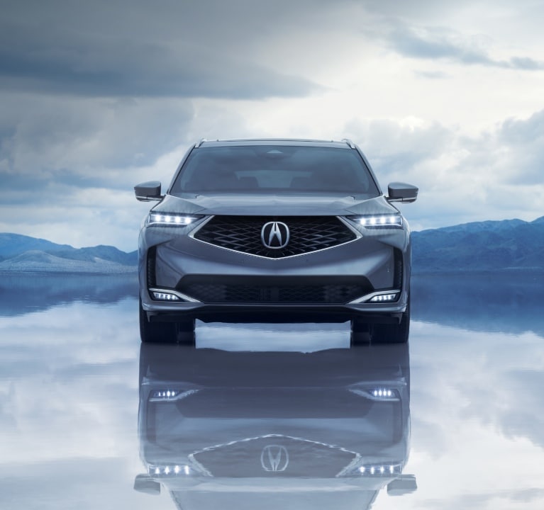 2025 Acura MDX in Liquid Carbon Metallic front view
