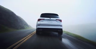 2026 Acura MDX A-Spec in Platinum White Pearl rear view 2026 Acura MDX A-Spec in Platinum White Pearl rear view
