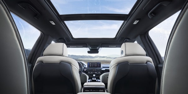2026 Acura MDX Interior wide shot from 2nd row including moonroof