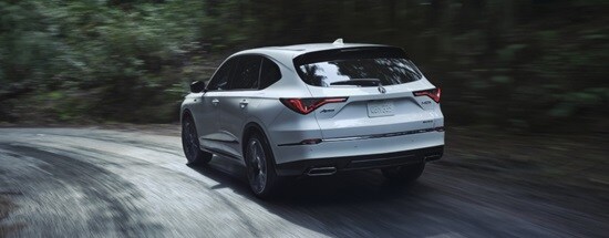 2026 Acura MDX A-Spec Advance Package 3/4 Rear dynamic showing the Design Details 