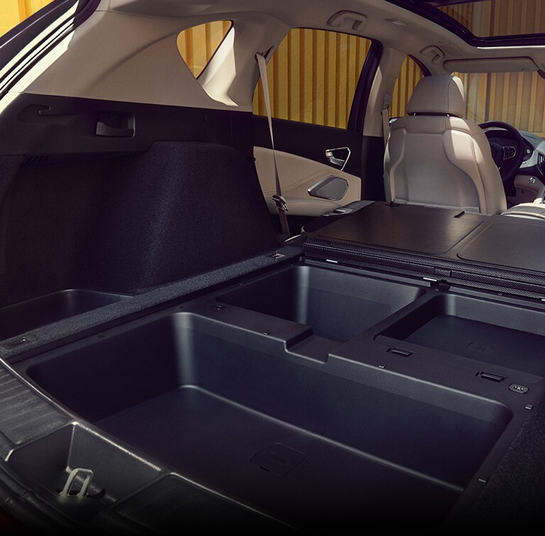 Acura 2023 RDX cargo area all underfloor storage open