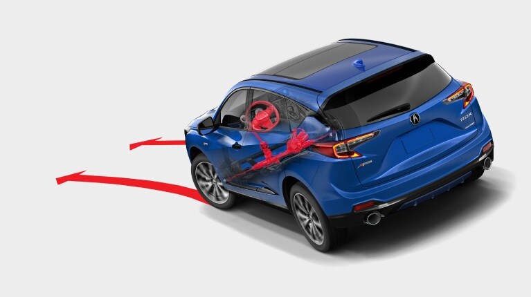 Acura 2026 RDX A-Spec in Apex Blue Pearl with steering components highlighted for Steering