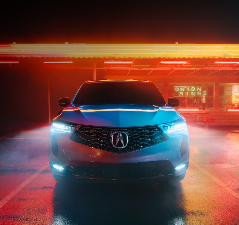 Acura 2026 RDX A-Spec in Apex Blue Pearl headlight close up