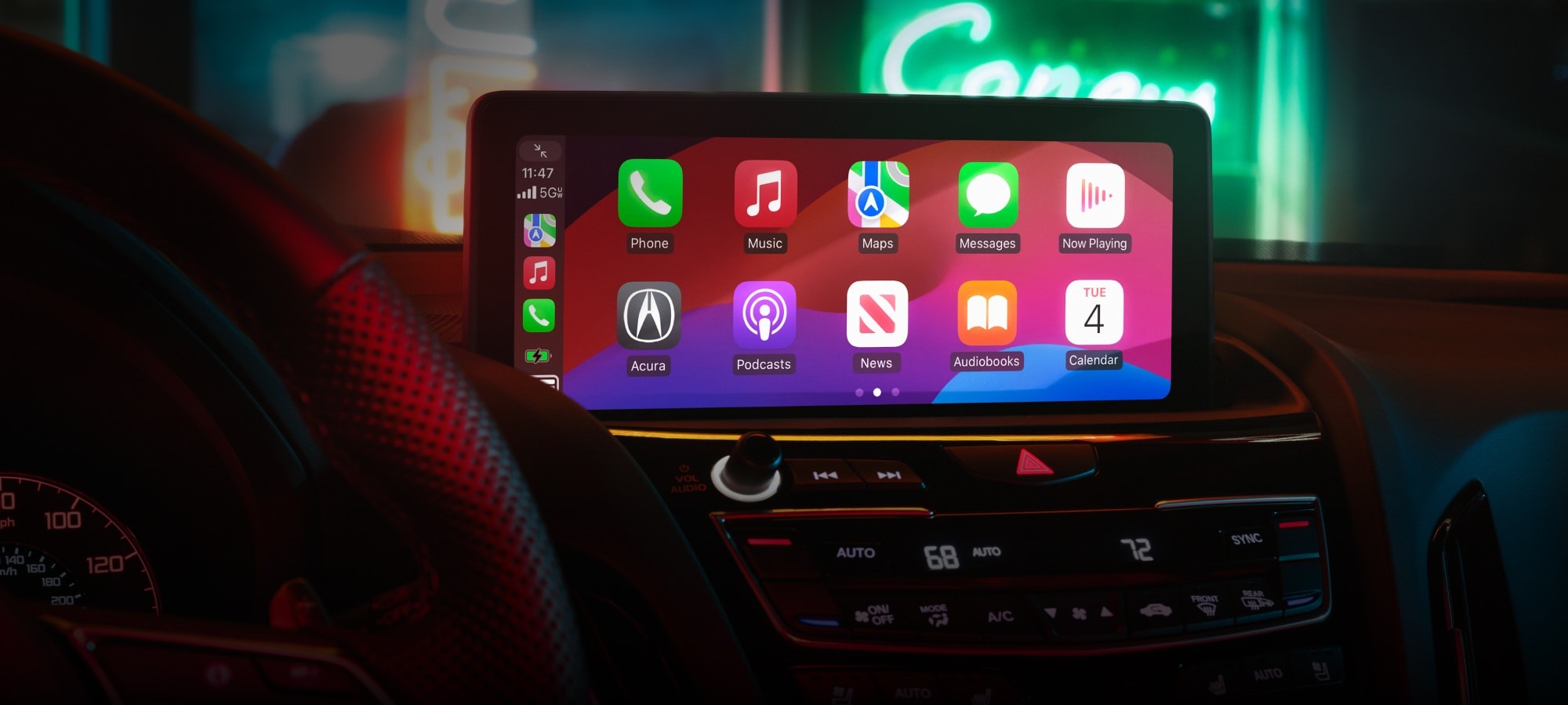 Close-up of the updated 10.5-inch HD center display inside the 2026 Acura RDX.