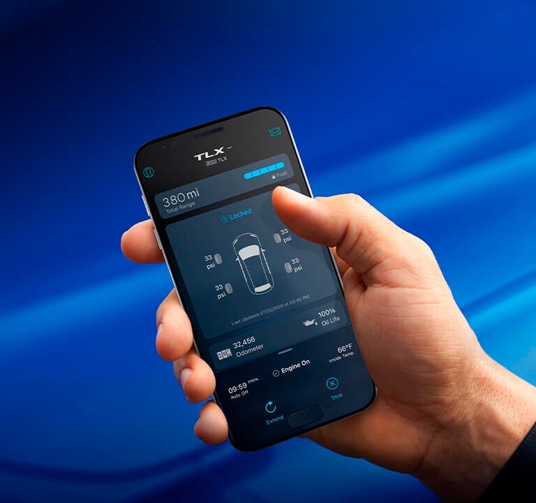 Acura 2023 TLX AcuraLink Connected Services open in a phone