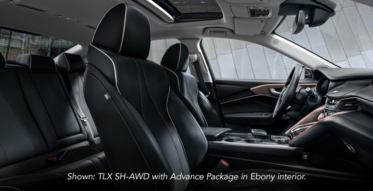 Acura 2023 TLX SH_AWD Advance Package in Ebony interior with dark wood accents interior
