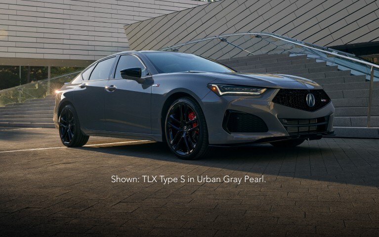 Acura 2024 TLX Type S in Urban Gray Pearl 3/4 front view Acura 2024 TLX Type S in Urban Gray Pearl 3/4 front view