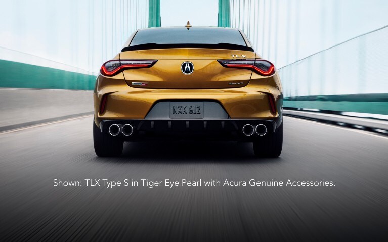 Acura 2024 TLX Type S in Tiger Eye Pearl rear view Acura 2024 TLX Type S in Tiger Eye Pearl rear view