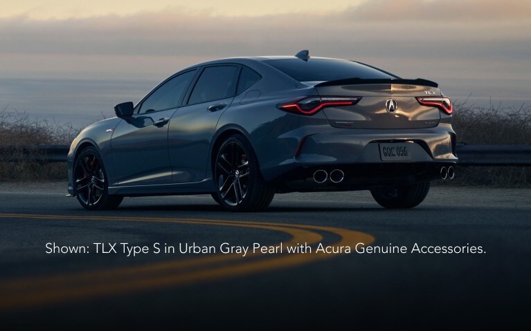 Acura 2024 TLX Type S in Urban Gray Pearl 3/4 rear view Acura 2024 TLX Type S in Urban Gray Pearl 3/4 rear view