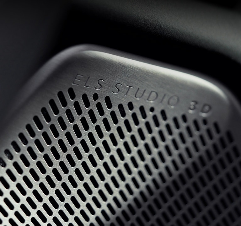 2025 Acura TLX A-Spec Package with Ebony interior speaker with ELS STUDIO® 3D Premium Audio badge.