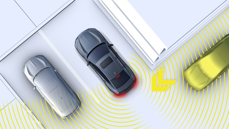 2025 Acura TLX with Rear Cross Traffic Monitor CGI.