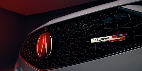 2025 Acura TLX Type S in Urban Gray Pearl all-new Diamond Pentagon Grille detail.