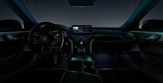 2025 Acura TLX A-Spec Package and Ebony interior with Atlantic Road ambient lighting theme.