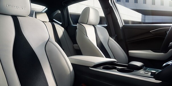 2025 Acura TLX Type S Orchid interior with black Ultrasuede®-trim.
