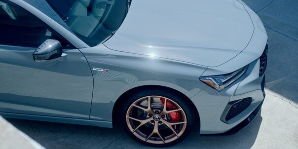 2025 Acura TLX Type S rear view in Urban Gray Pearl.