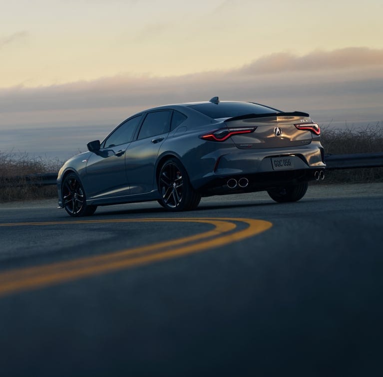 2025 Acura TLX Type S rear view in Urban Gray Pearl.