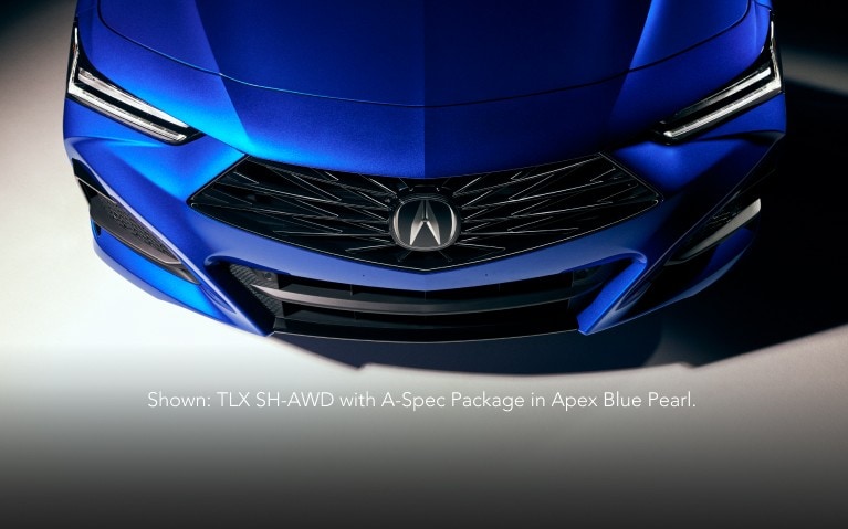 2025 Acura TLX A-Spec grille detail in Apex Blue Pearl