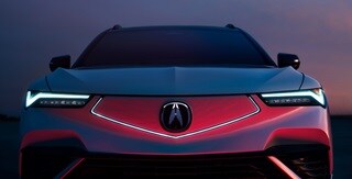 Acura 2024 ZDX front view of the Illuminated Seamless Pentagon Grille and Chicane™ LED Acura 2024 ZDX front view of the Illuminated Seamless Pentagon Grille and Chicane™ LED