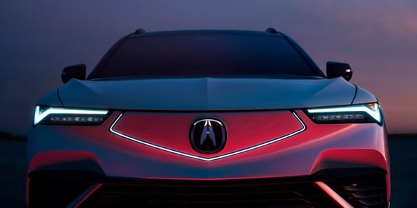 Acura 2024 ZDX front view of the Illuminated Seamless Pentagon Grille and Chicane™ LED Acura 2024 ZDX front view of the Illuminated Seamless Pentagon Grille and Chicane™ LED