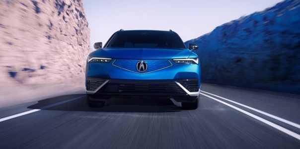 Acura 2024 ZDX in Double Apex Blue Pearl front view Acura 2024 ZDX in Double Apex Blue Pearl front view