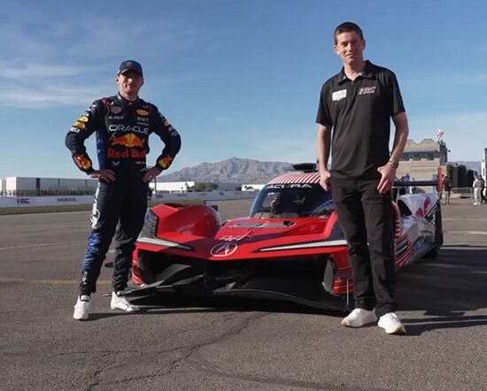 Max Verstappen takes his first ride in the ARX-06. Max Verstappen takes his first ride in the ARX-06.